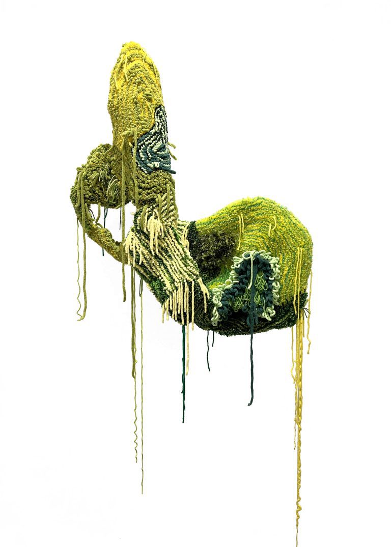 FranliMeintjes_Blastula VI_2023_natural and synthetic yarn, acrylic paint, silicone, wire_170 x 76 x 24cm